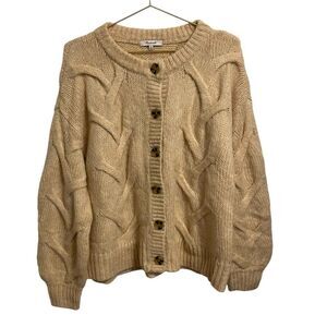 Madewell Heather Powder Cable Ashmont Cardigan Wool Blend Sweater Size Small NWT